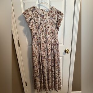 Floral Ruffle Sleeve Maxi Dress